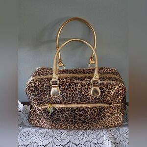 Vintage Joan Boyce Sequined Leopard Print Carry-on, Carry All Weekender